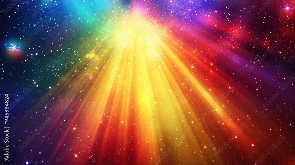 Poster abstract background featuring rays and light in a cosmic space setting vibrant multicolored illustra