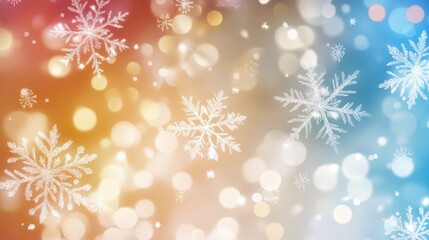 Abstract background featuring winter light colors and snowflakes