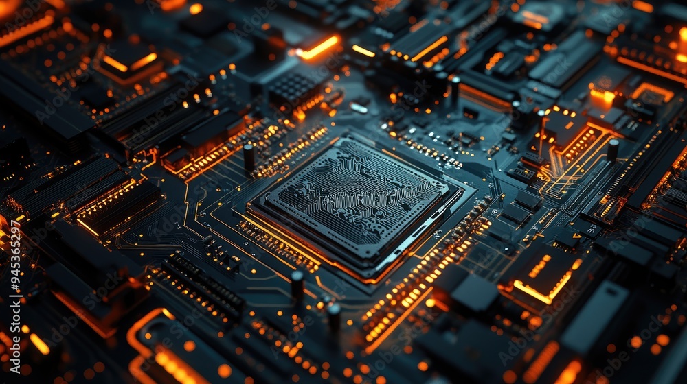 Poster abstract computer motherboard technology background suitable for descriptions of tech processes scie