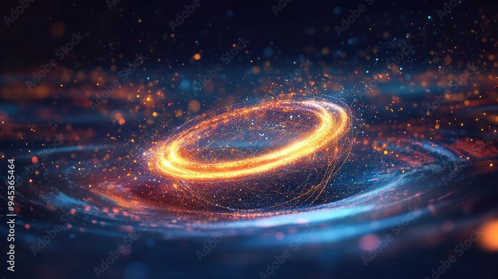 Poster abstract design featuring luminous swirls and an elegant glowing circle represents big data cloud co