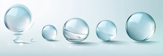 Set of Glass Bubble Pattern with Circular Shape on White Background