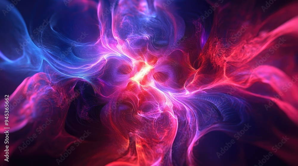 Poster abstract fractal light background in 3d rendering