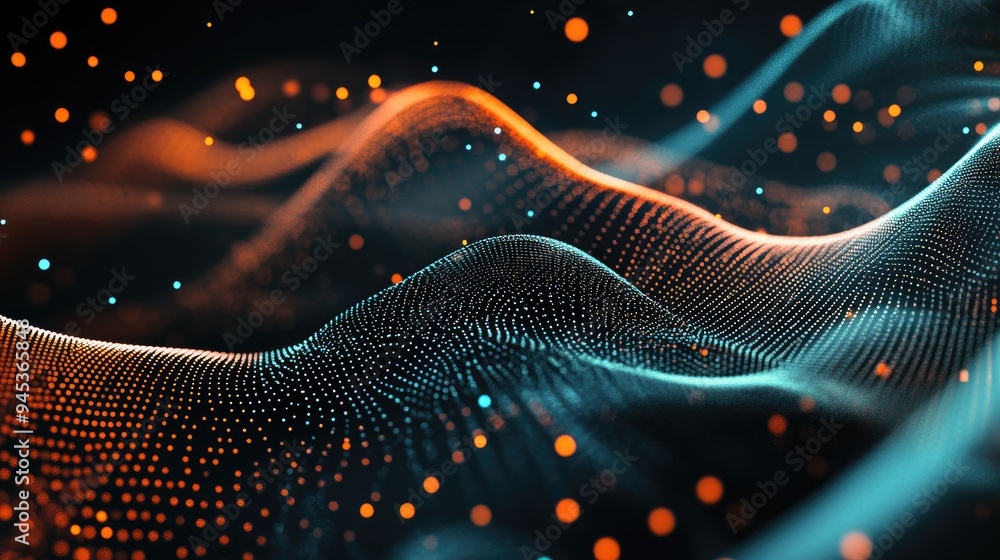 Poster abstract graphics featuring a composition of dots and lines