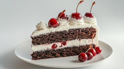 Chocolate Cake with Cherries and Whipped Cream