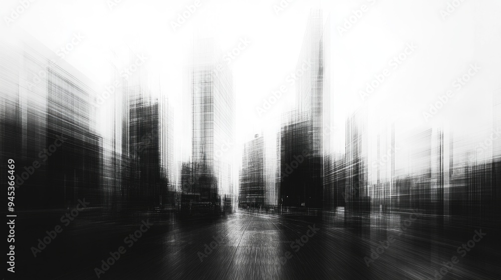 Aufkleber blurred architectural structures create an abstract black and white background