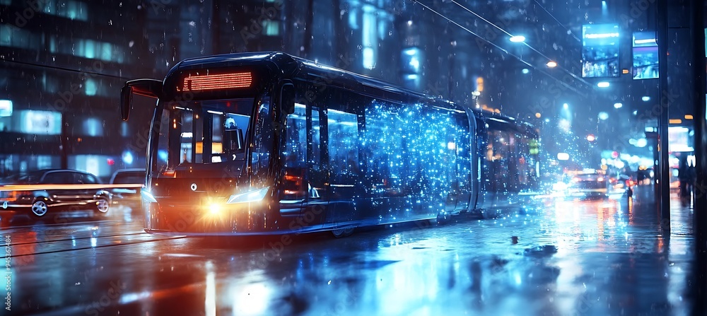 Poster a digital world with ai-driven transportation and virtual communication hubs