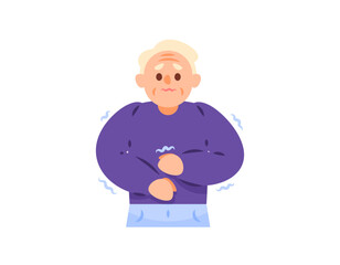 illustration of a grandfather who looks tremor. parkinson's disease symptoms. shaking body. balance and motor disorders. neurodegenerative disorders. health problems. flat style character design