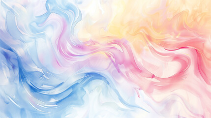 Fototapeta premium Soft and Flowing Abstract Swirl with Blended Shades of Blue, Pink, Yellow, and White.