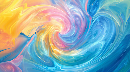 Vibrant Abstract Swirl with Dynamic Blue, Yellow, Pink, and White Hues Creating a Marbled Effect.