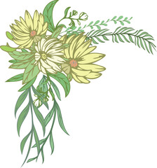 花の装飾フレームパーツ素材・ボタニカル・植物・イラスト