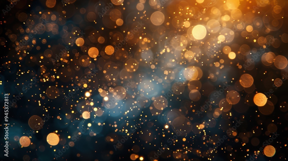 Aufkleber abstract image of golden bokeh lights on a dark background, creating a festive and magical visual ef