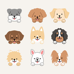 Cute animals head illustration icon set bundle simple isolated drawing collection zoo pets wildlife