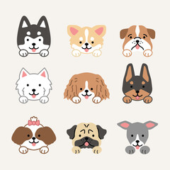 Obraz premium Cute animals head illustration icon set bundle simple isolated drawing collection zoo pets wildlife