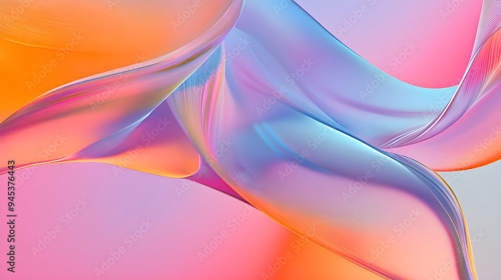 Poster an abstract digital art piece features flowing lines blending vibrant colors creating a harmonious w