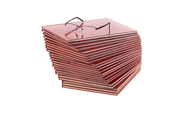 Pile of books on a white background