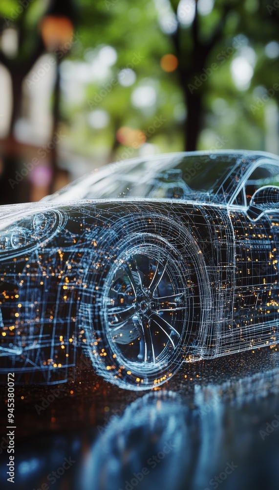 Aufkleber 3d mesh visualization of a car s internal wiring network created with generative ai techniques
