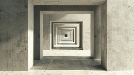 Hallaway as optical illusion that resembles a concrete tunnel, captivating the viewers attention and imagination