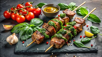 Succulent lamb kebabs marinated in a mixture of olive oil, garlic, and herbs