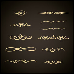 Old cute romantic book ribbon bow swirly tag swoosh element isolated on dark black board backdrop. Freehand white chalk outline drawn curly logo sketchy in artistic rustic curlicue scrawl style