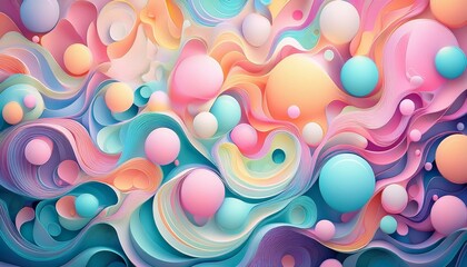 A playful background with big, pop bubbles of chewing gum and cheerful colors