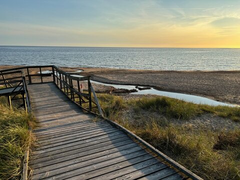 Fototapeta frösakull, halland, halmstad, beach, sunse