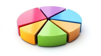 Obraz premium A colorful financial pie chart with distinct segments representing different revenue streams, set against a clean white background for clarity.
