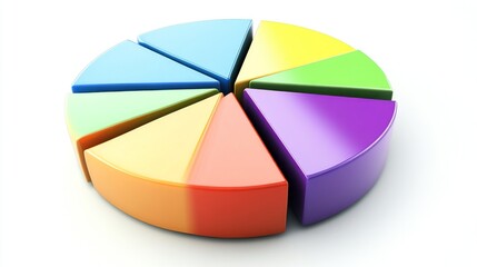 Fototapeta premium A colorful financial pie chart with distinct segments representing different revenue streams, set against a clean white background for clarity.