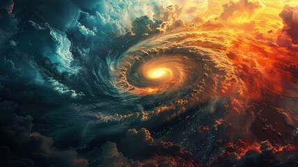 Abstract Fire and Ice Vortex Clouds - Dramatic Sky Background