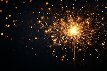 Close-up of sparklers creating a bright and vibrant display of light against a dark background, representing the joy and celebration of the festive season.