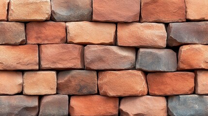 Fototapeta premium Stone Wall Texture Rustic Red and Gray Block Pattern