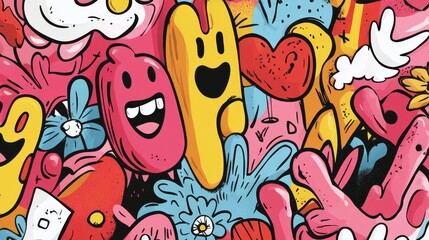 Abstract Colorful Doodle Pattern Background