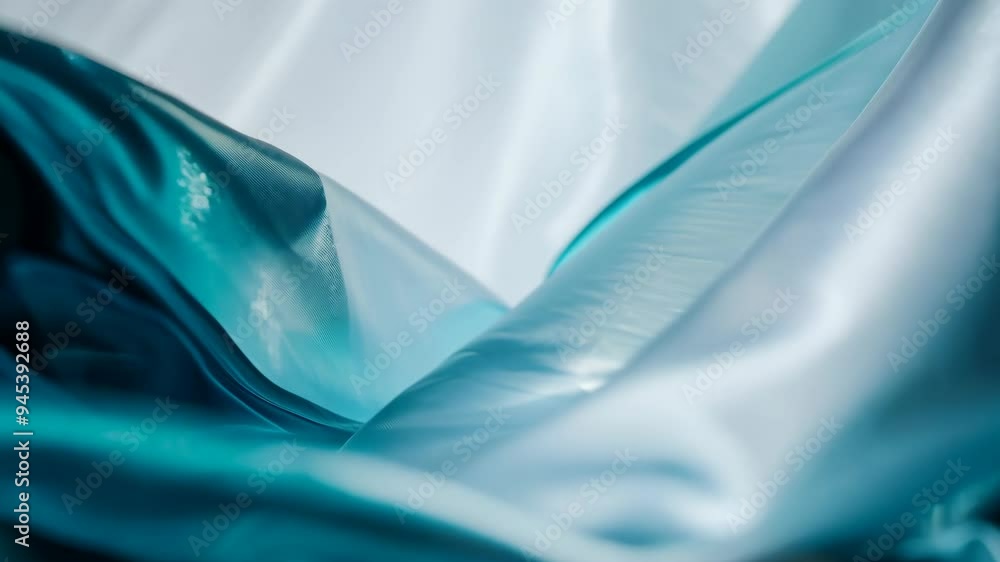 Poster exploring intricate layers of shimmering fabric in a soft, flowing arrangement