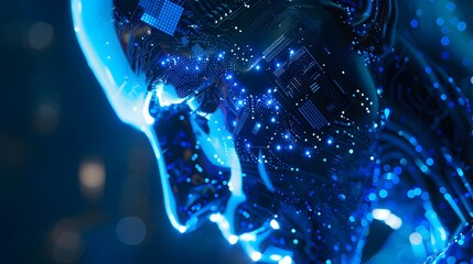 A human-headed robot composed of artificial intelligence electronic components