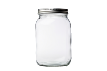 Empty jar isolated on transparent background for culinary, storage, and decorative design projects featuring clear glass and modern kitchenware elements