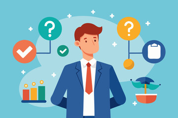 Second opinion, suggestion or advice to consider, reason or logical thinking, information to make decision or judgement concept, businessman think from listening to second opinion and make decision.
