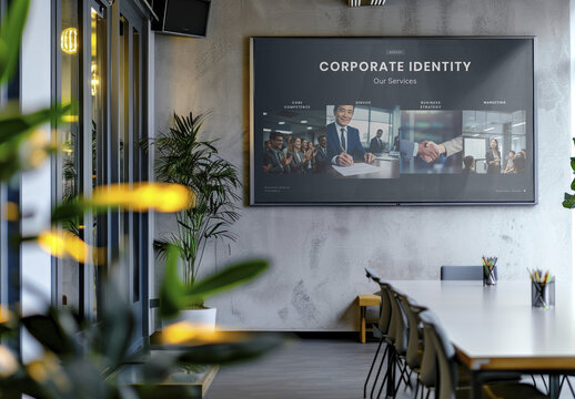 Meeting Room TV Screen Mockup With Generative AI