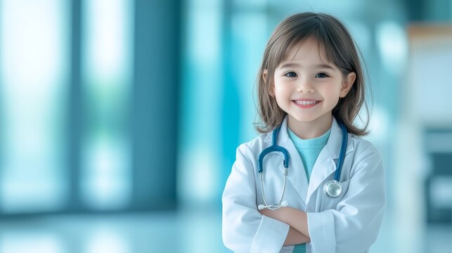 Smiling Little Girl Doctor with Stethoscope