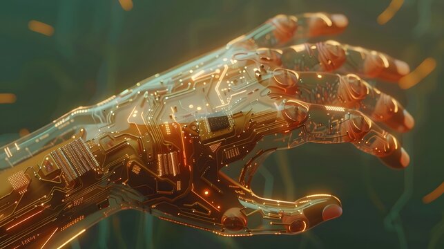 Hand composed of artificial intelligence technology and electronic components