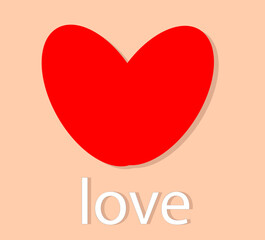 red heart on pink background love text