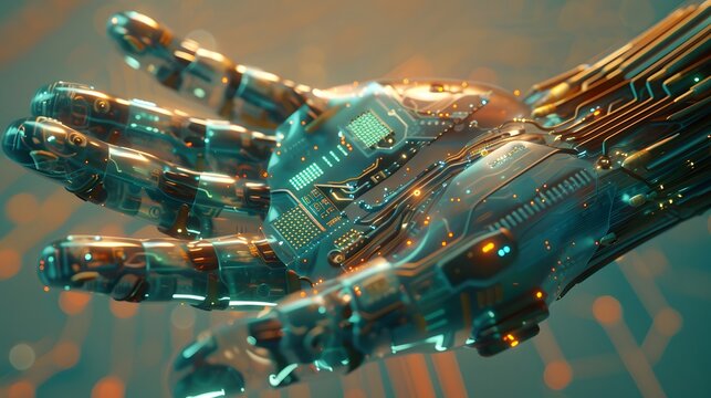 Hand composed of artificial intelligence technology electronic components
