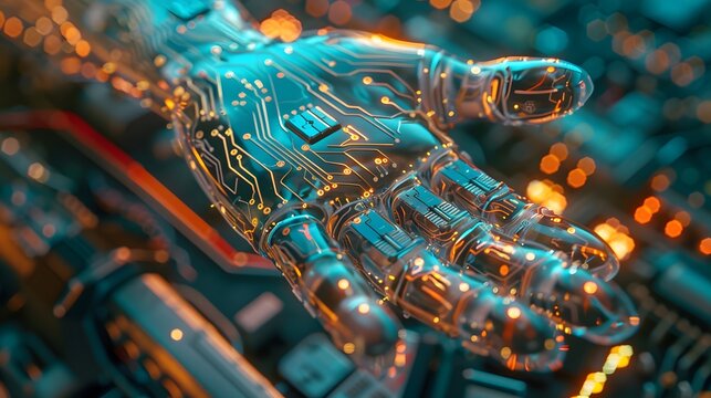 Hand composed of artificial intelligence technology electronic components