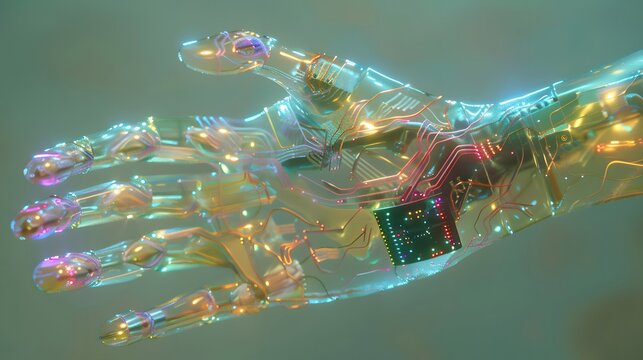 Hand composed of artificial intelligence technology electronic components