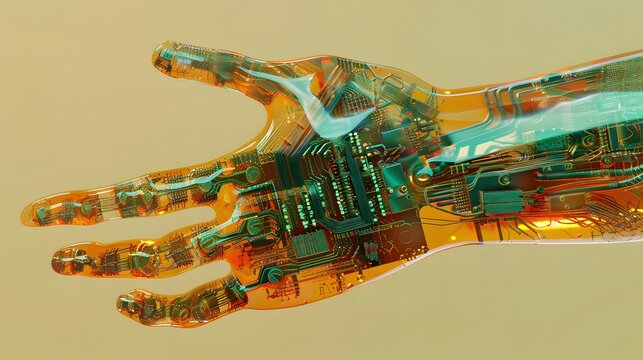 Hand composed of artificial intelligence technology electronic components