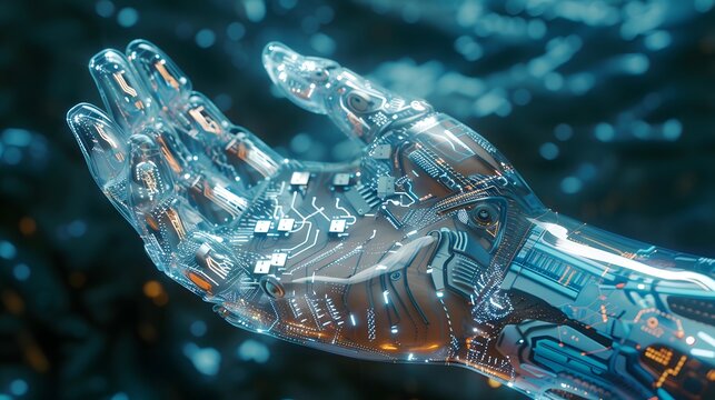 Hand composed of artificial intelligence technology electronic components
