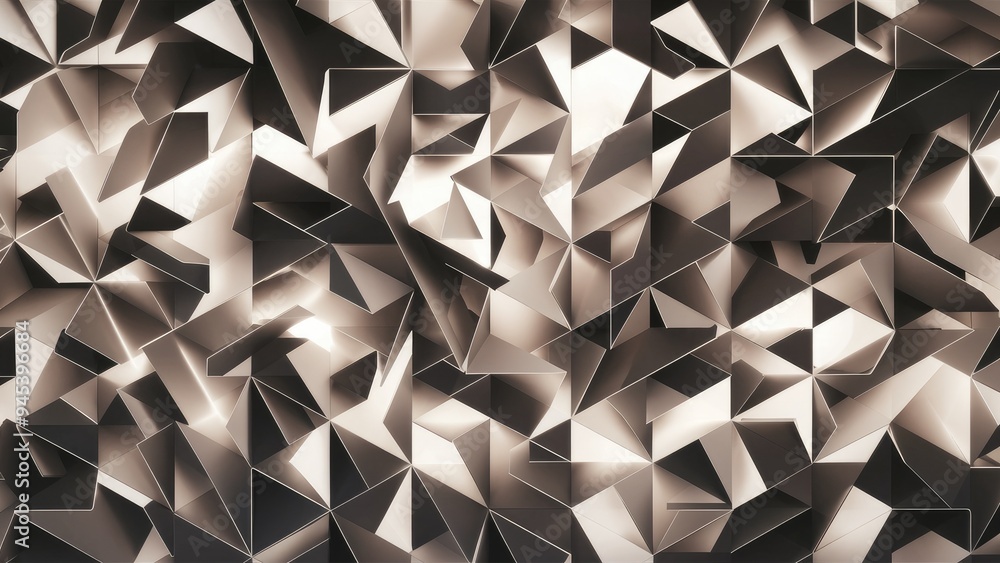 Poster seamless geometric gray and white triangle background with abstract digital grid light pattern. poly