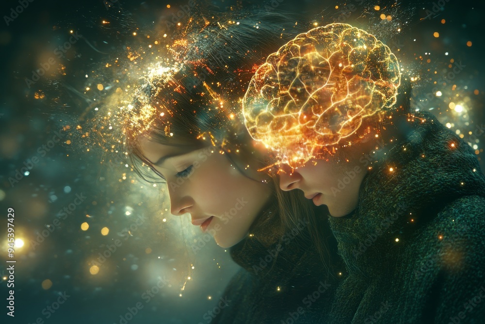 Poster a person with glowing neural connections emanating from their head symbolizes the intense intellectu