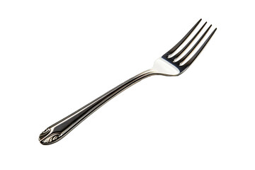 High-resolution stainless steel fork isolated on transparent background, ideal for culinary arts, food photography, and kitchenware design projects