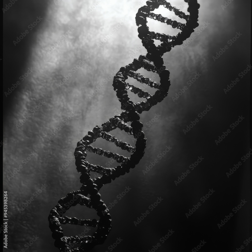 Aufkleber A fragmented view of a DNA helix with certain sections blurred, symbolizing the ongoing research and the mysteries still surrounding genetic material.