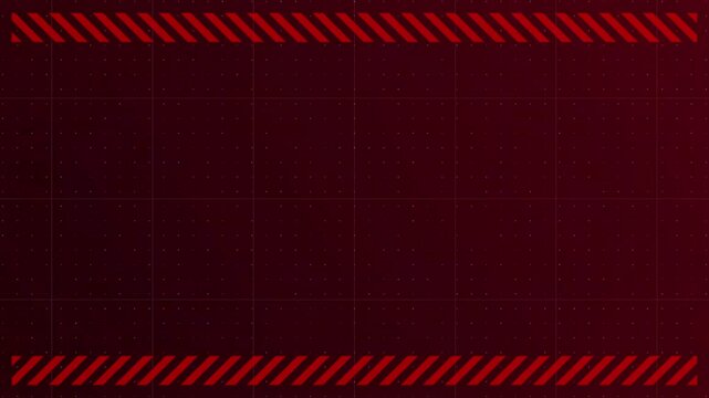 Blurred red lights flashing black emergency lights in the dark. Caution Loop Animated Background. Warning Symbol and Danger Signal Alert with black background and red line strip for presentation.