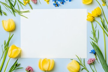 Creative layout made of spring flowers with copy space. Nature background. Season minimal idea